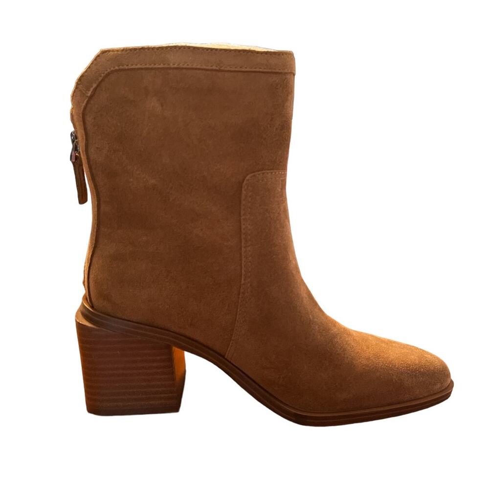 Vince Camuto Water-Repellent Suede Mid-Shaft Boots Kortimy Nutmeg Size 7 NIB
